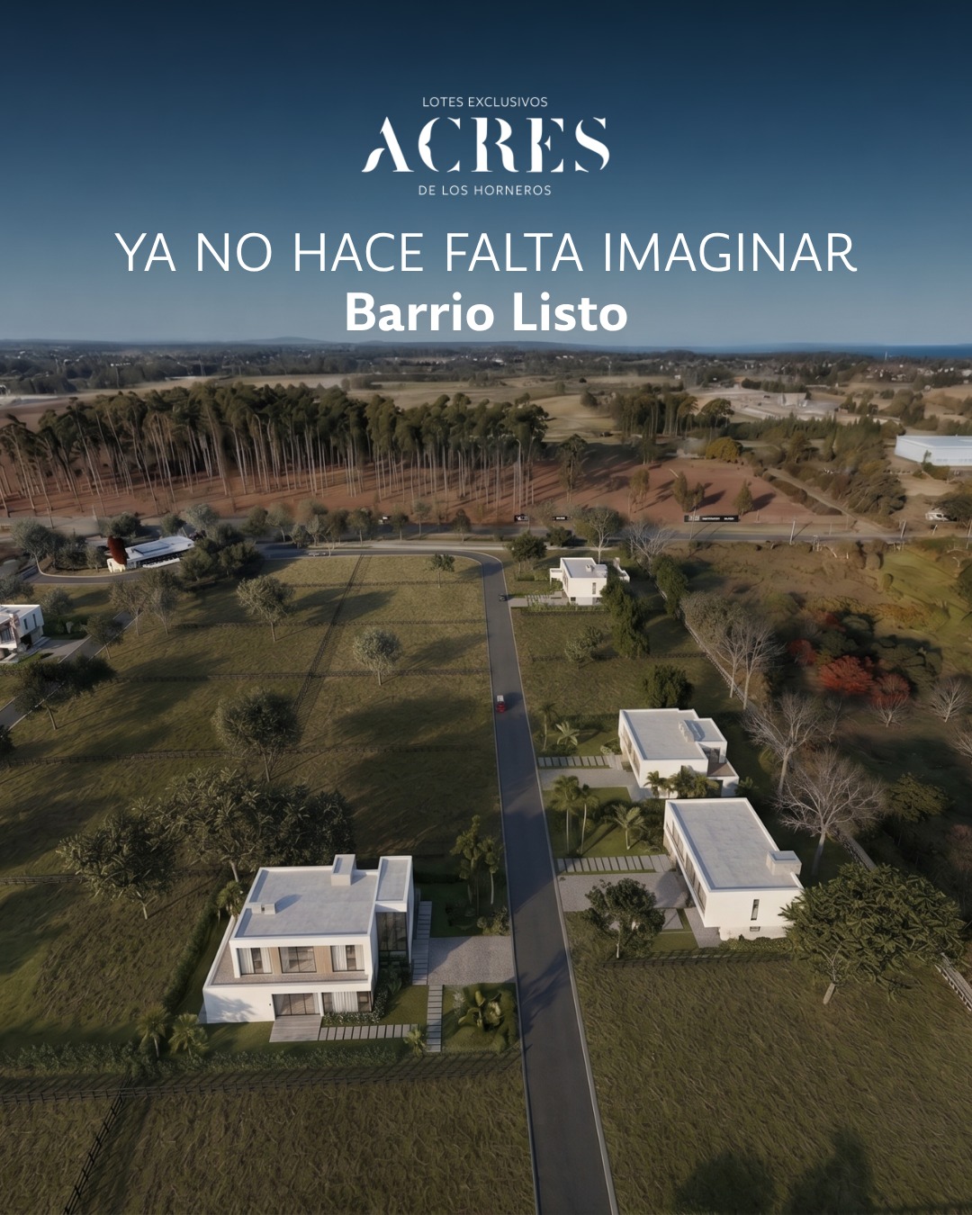 Barrio listo.
Infraestructura pronta.
Escrituración inmediata.
Lotes listos para construir.  En Acres, tu proyecto puede empezar hoy. 
¡Contactanos por más información: 094 464 351!  Tu futuro ya tiene dirección.