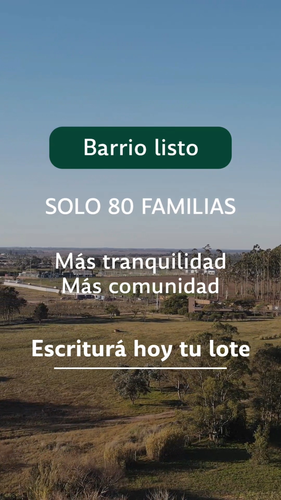 🌿 Un proyecto pensado para quienes valoran la tranquilidad, el entorno y una forma diferente de vivir.  🏡 80 lotes.
✨ 80 oportunidades de ser parte de Acres.  📲 ¡Contactanos para brindarte toda la información! 094 464 351